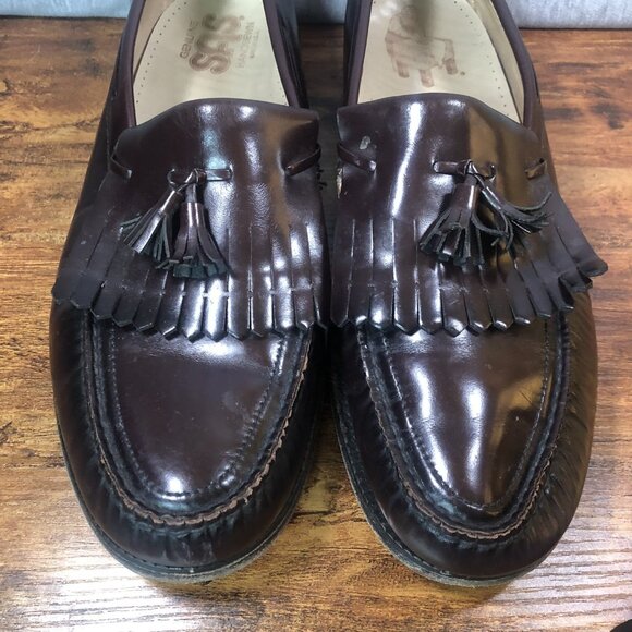 SAS Mens Size 13 M Burgundy Kiltie Tassel Leather Loafer Slip‎ On Dress Shoes - Picture 2 of 10